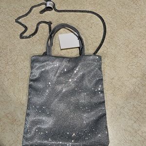 Zara rhinestone purse, silver color, magnetic closure